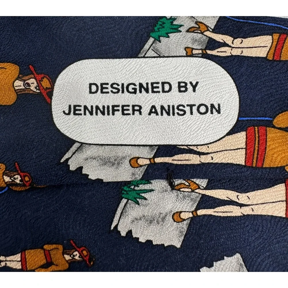 Save The Children Jennifer Aniston Celebrity Dress Men's Neck Tie Blue Silk